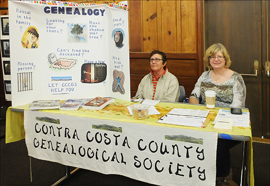 The 2015 booth of the Contra Costa County Genealogical Society during the Martinez Home Tour.